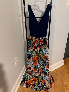 Le Lis Navy Bodice Floral Print Maxi Dress